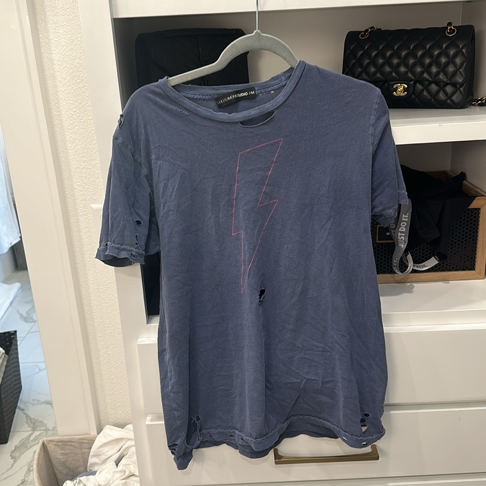 LuluSimonStudio Distressed Lightning Bolt Tee